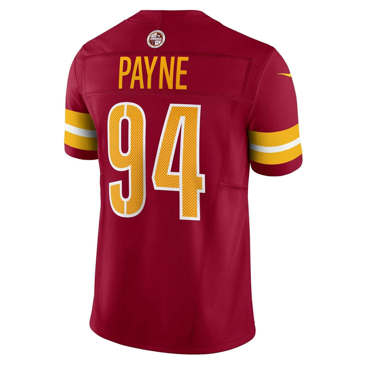 Daron Payne Washington Commanders Nike Vapor F.U.S.E. Limited Jersey - Burgundy football jersey product view 3