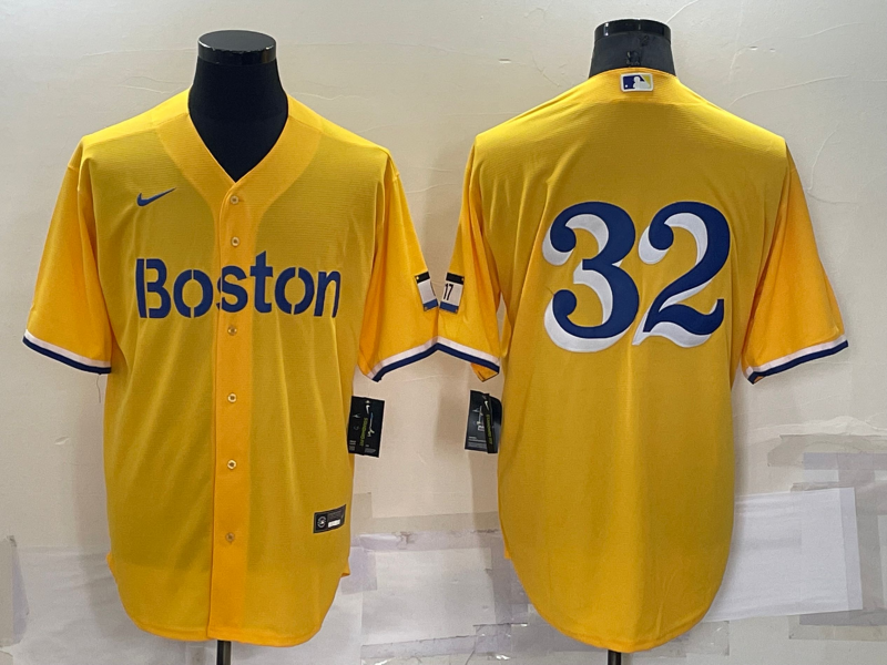 Men's Boston Red Sox Derek Lowe #32 Gold City Connect Replica Player Jersey1 baseball jersey product view 1