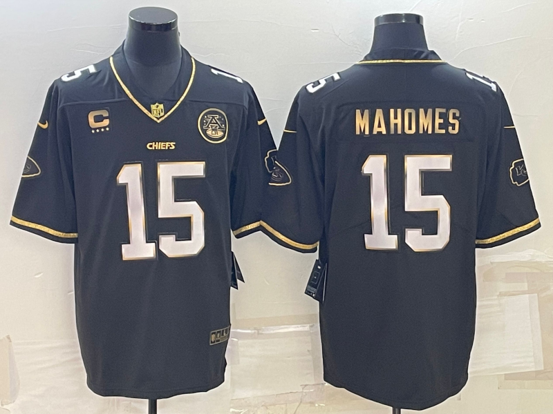 Men's Kansas City Chiefs Patrick Mahomes #15 Black Team Game Jersey1 football jersey product view 1