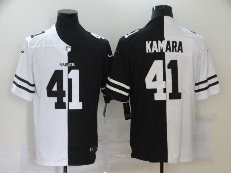 Men's New Orleans Saints Alvin Kamara #41 Black/White Game Jersey1 football jersey product view 1