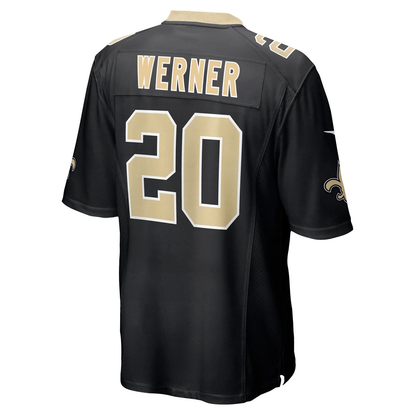 Pete Werner New Orleans Saints Nike Game Jersey - Black football jersey product view 3