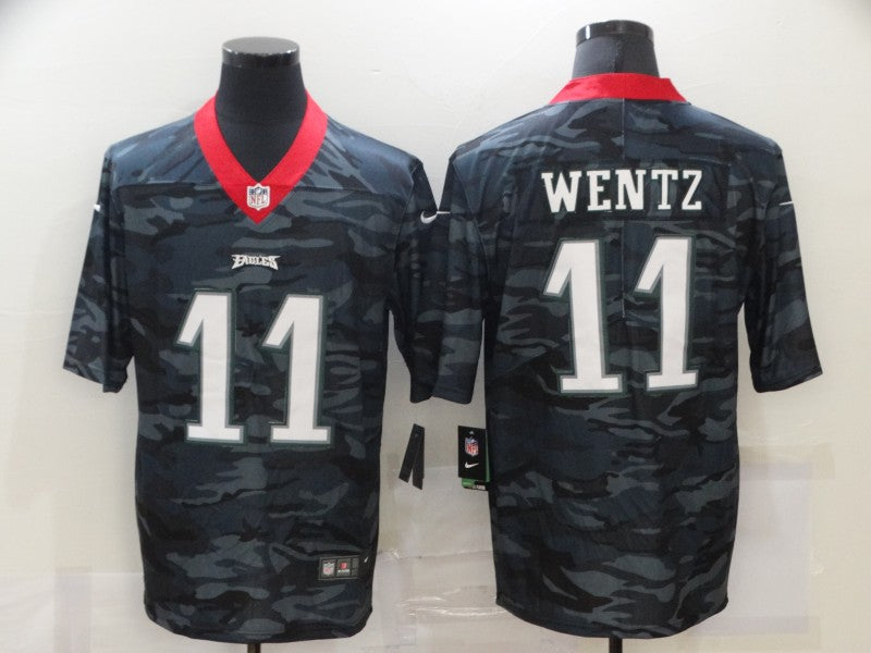 Men's Philadelphia Eagles Carson Wentz #11 Grey Camouflage Game Jersey1 football jersey product view 1