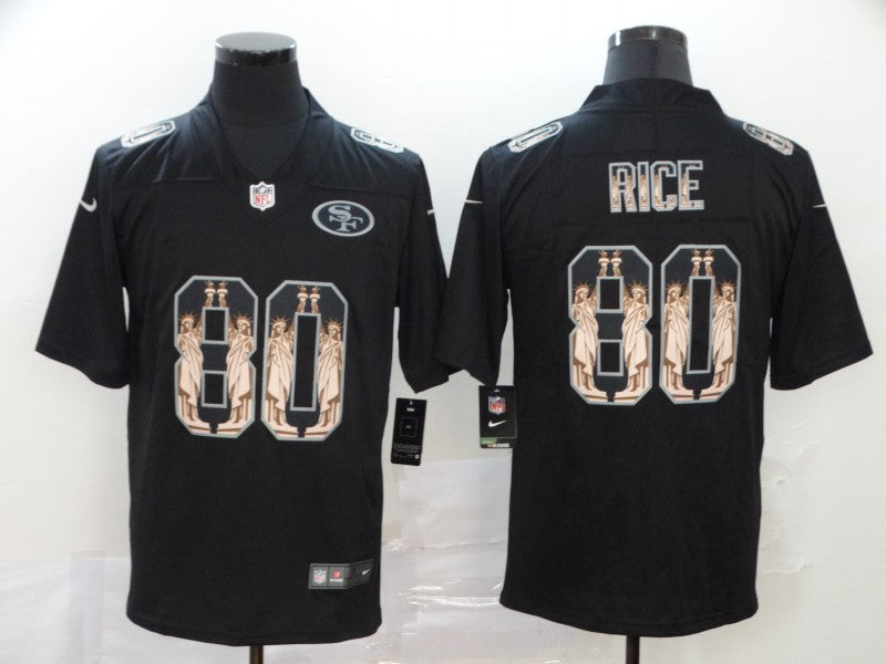 Men's San Francisco 49ers #80 Jerry Rice Black Team Game Jersey1 football jersey product view 1