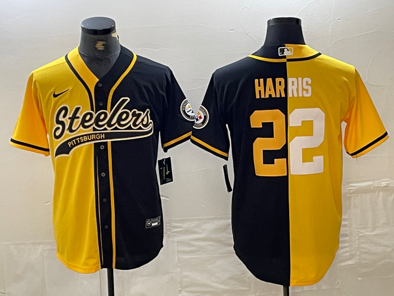Men's Pittsburgh Steelers Najee Harris #22 Yellow/Black Game Jersey1 Joint Edition football jersey product view 1