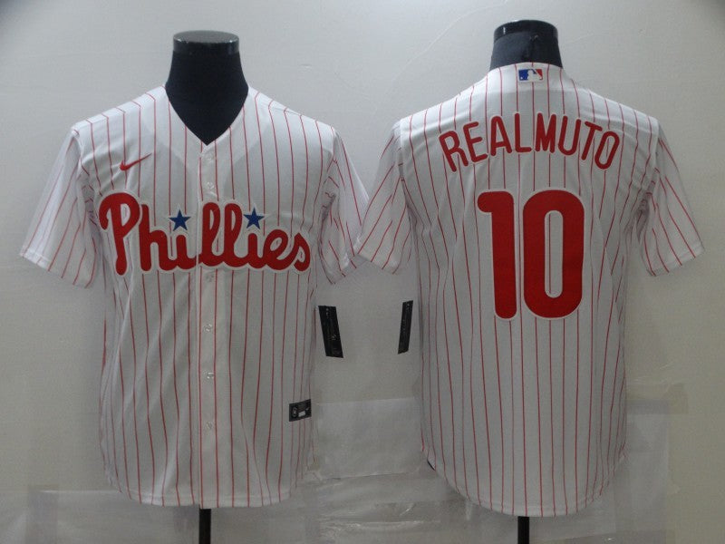 Men's Philadelphia Phillies J.T. Realmuto #10 White Replica Baseball Jersey1 baseball jersey product view 1