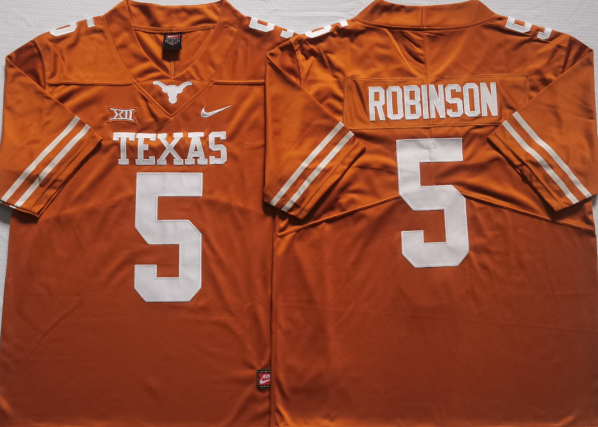 Men's Texas Longhorns Bijan Robinson #5 Orange Replica Team Jersey sports jersey product view 1
