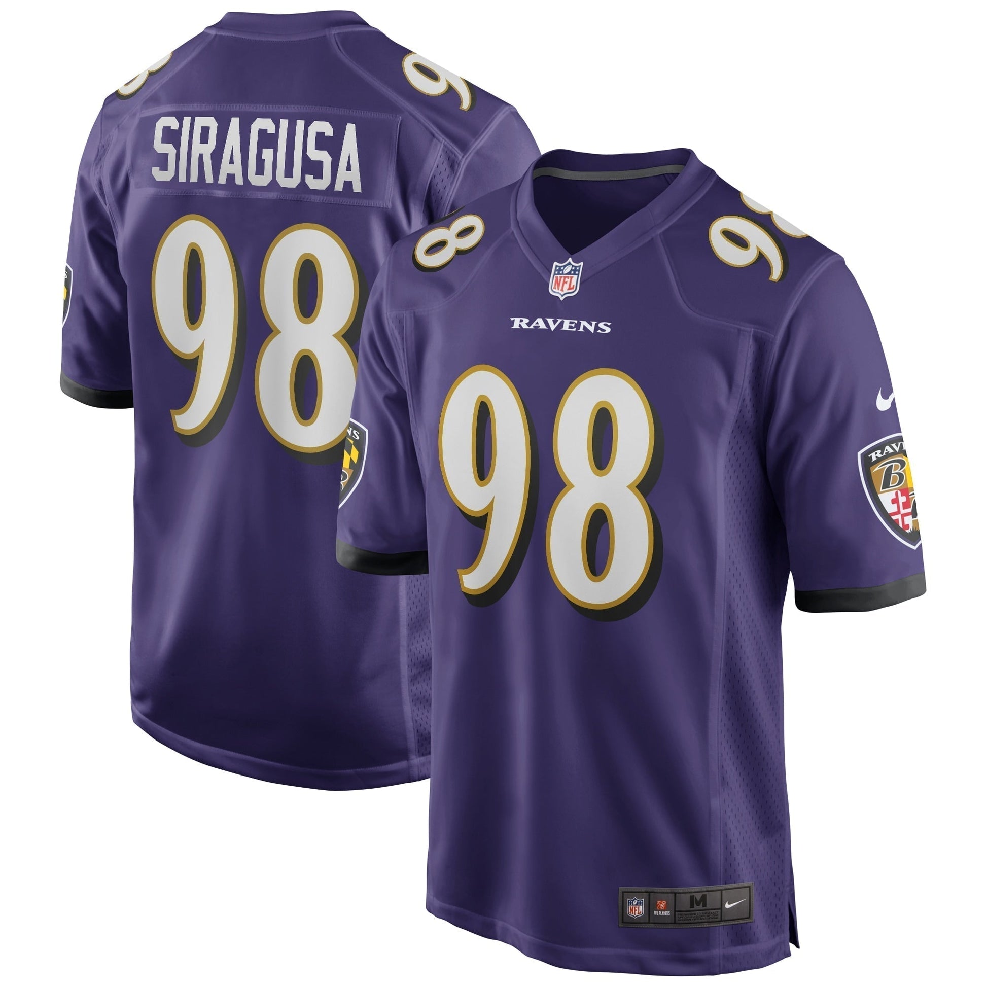 Tony Siragusa Baltimore Ravens Nike Game Retired Jersey - Purple football jersey product view 1