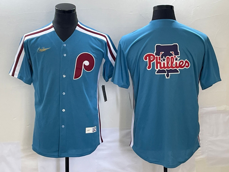 Men's Philadelphia Phillies Blue Replica Team Jersey1 baseball jersey product view 1