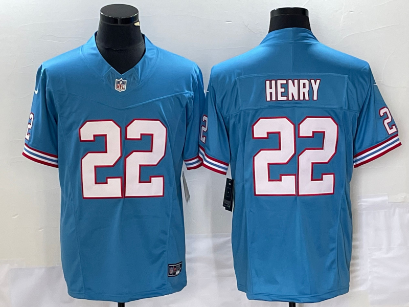 Men's Tennessee Titans Derrick Henry #22 Light Blue Oilers Throwback Vapor F.U.S.E. Limited Jersey1 hockey jersey product view 1