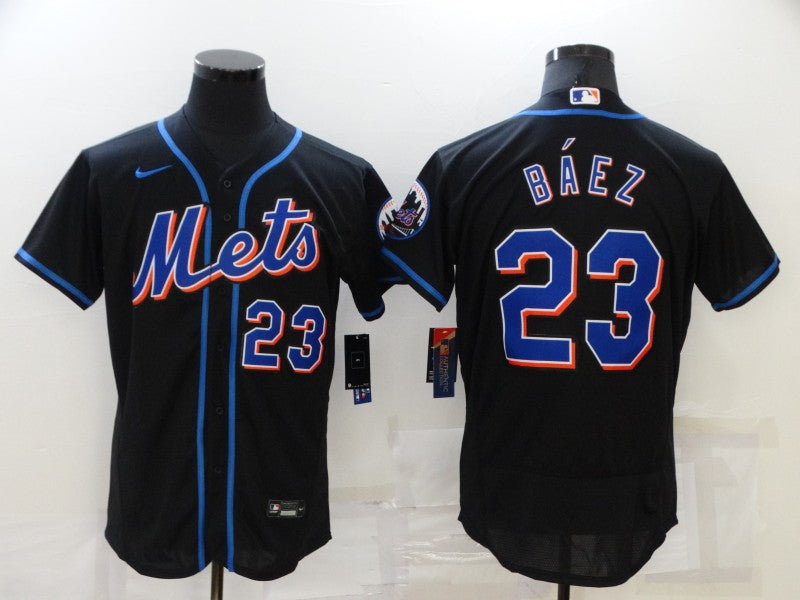 Men's New York Mets Javier Baez #23 Black Replica Baseball Jersey1 baseball jersey product view 1