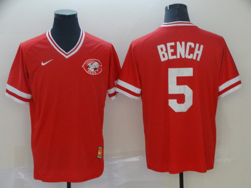 Men's Cincinnati Reds Johnny Bench #5 Red Replica Player Jersey baseball jersey product view 1