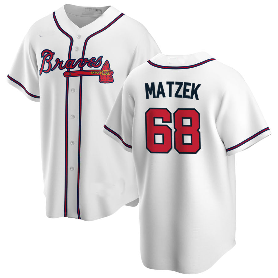 Atlanta Braves #68 Tyler Matzek White Alternate Authentic Player Jersey Stitches Baseball Jerseys baseball jersey product view 1