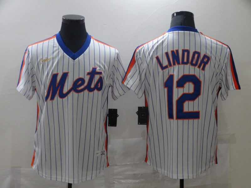 Men's New York Mets Francisco Lindor #12 White Stitched Jersey1 baseball jersey product view 1