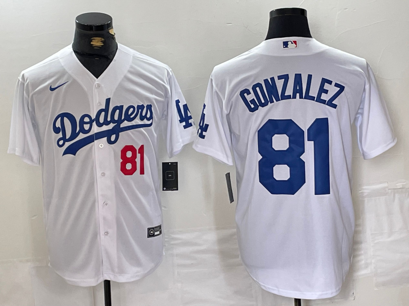 Men's Los Angeles Dodgers Victor Gonzalez #81 White Home Limited Player Jersey1 baseball jersey product view 1