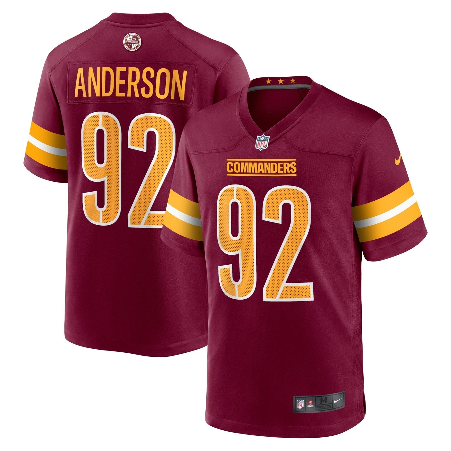 Abdullah Anderson Washington Commanders Nike Game Jersey - Burgundy football jersey product view 1