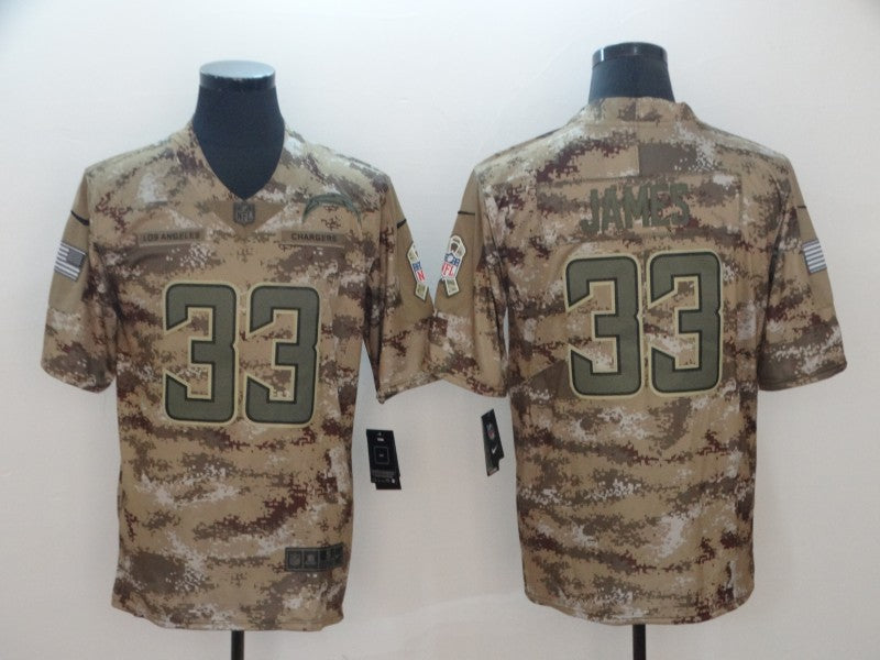Men's Los Angeles Chargers Derwin James #33 Camouflage Game Jersey1 football jersey product view 1
