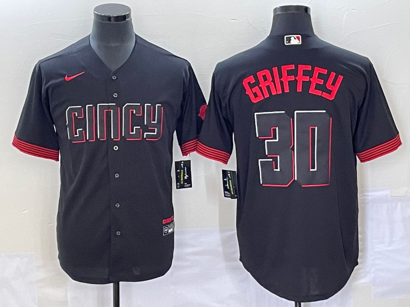 Men's Cincinnati Reds Ken Griffey Jr. #30 Black 2023 City Connect Replica Player Jersey baseball jersey product view 1