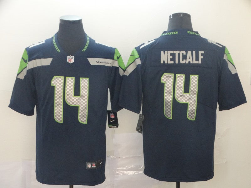 Men's Seattle Seahawks DK Metcalf #14 Navy Game Jersey1 football jersey product view 1