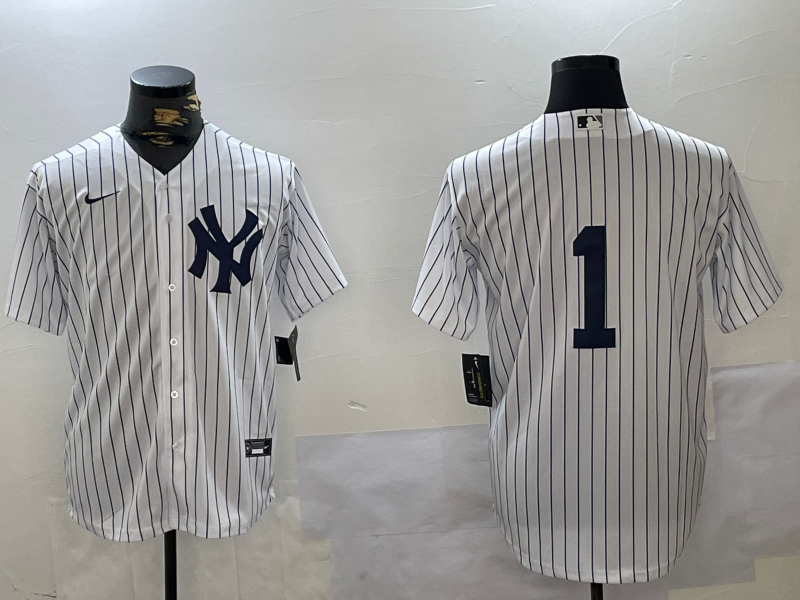 Men's New York Yankees Billy Martin #1 White Replica Player Jersey baseball jersey product view 1