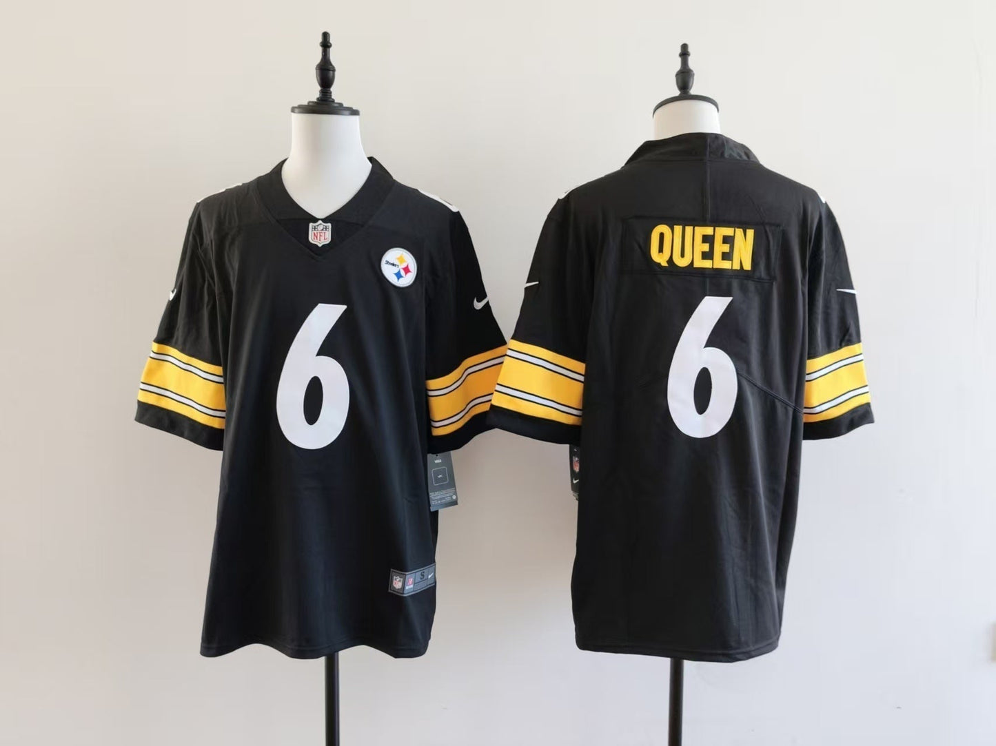 Men's Pittsburgh Steelers Patrick Queen Nike Jersey - Black football jersey product view 1