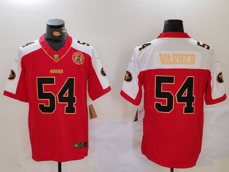 Men's San Francisco 49ers Fred Warner #54 Red Player Game Jersey1 football jersey product view 1