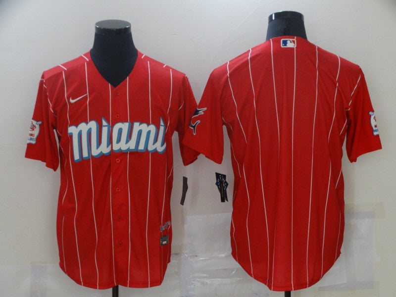 Men's Miami Marlins Red City Connect Replica Blank Jersey1 baseball jersey product view 1