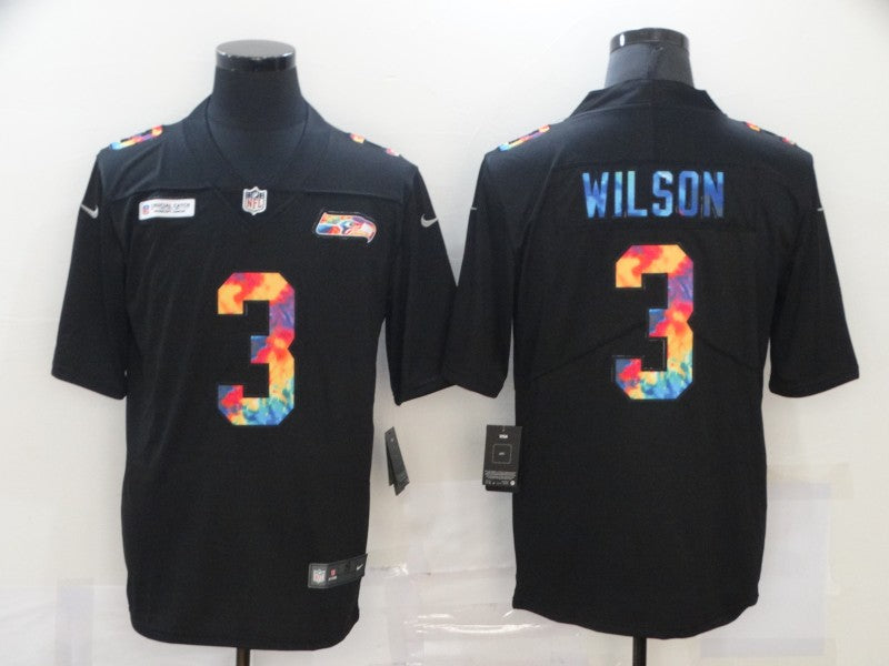 Men's Seattle Seahawks Russell Wilson #3 Black Game Player Jersey football jersey product view 1