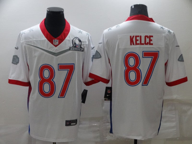 Men's Kansas City Chiefs Travis Kelce #87 White ALL STAR Game Jersey1 football jersey product view 1
