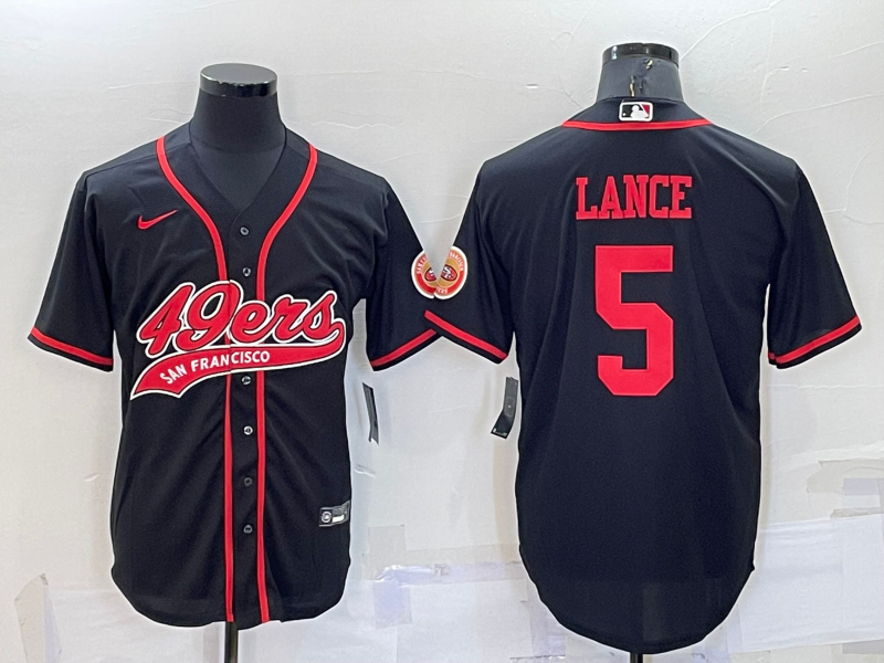 Men's San Francisco 49ers Trey Lance #5 Black Game Jersey1 Joint Edition football jersey product view 1