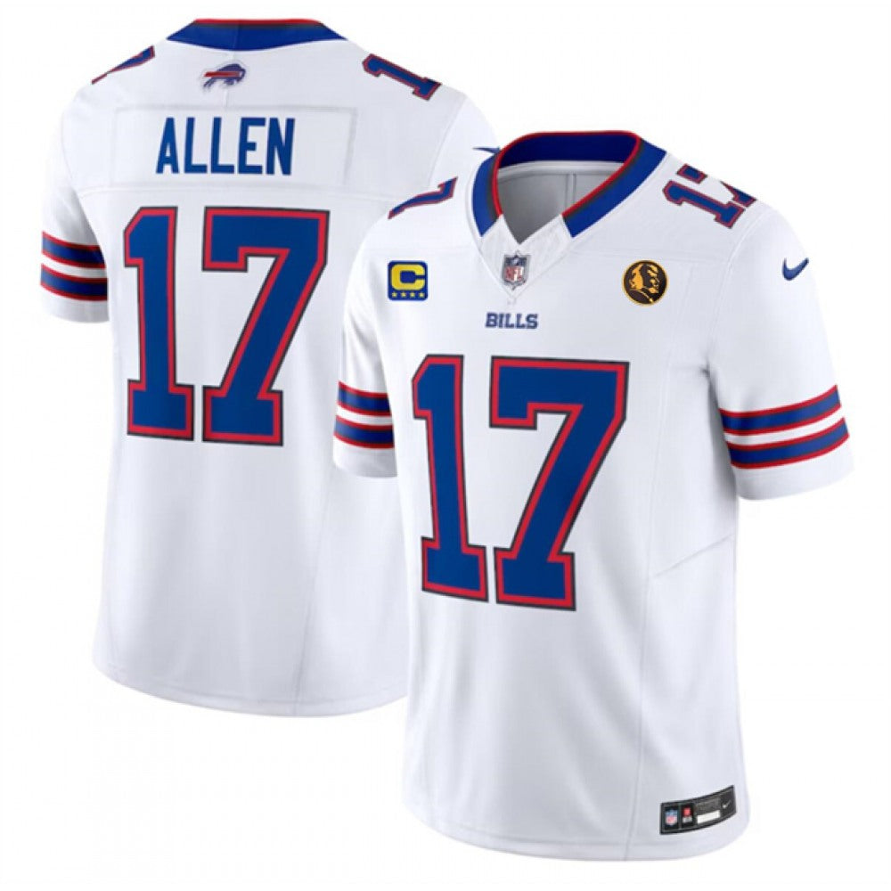 Men's Buffalo Bills #17 Josh Allen White 2023 F.U.S.E. With 4-star C Ptach And John Madden Patch Vapor Limited Stitched Football Jersey football jersey product view 1