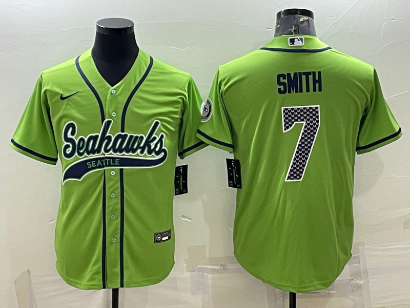 Men's Seattle Seahawks Geno Smith #7 Green Game Jersey Joint Edition football jersey product view 1