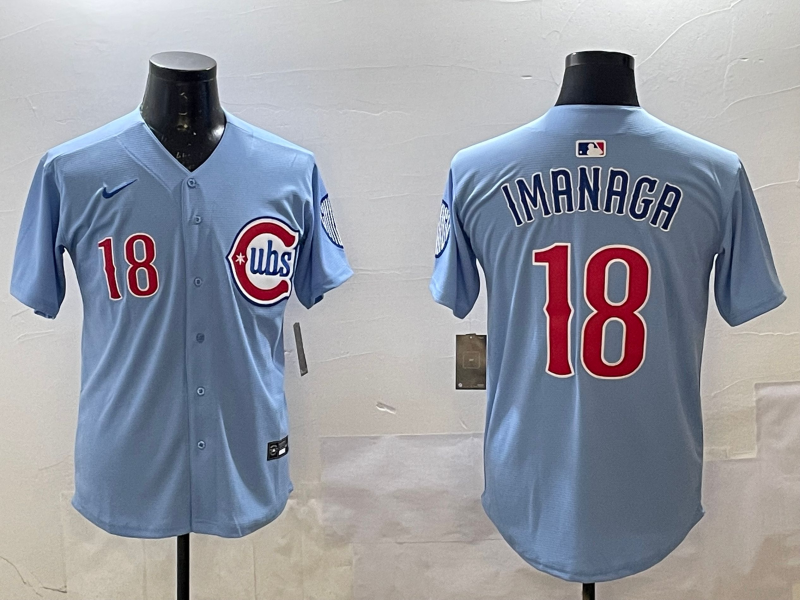 Men's Chicago Cubs Sh������������ta Imanaga #18 Baby Blue 2nd Alternate Limited Player Jersey1 baseball jersey product view 1