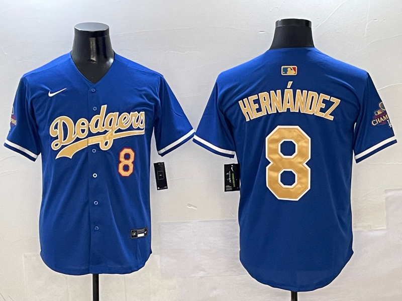 Men's Los Angeles Dodgers Enrique Hernandez #8 Royal 2025 Gold Collection Limited Jersey1 baseball jersey product view 1