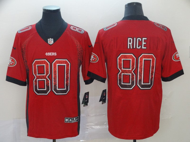 Men's San Francisco 49ers Jerry Rice #80 Red Authentic Game Jersey1 football jersey product view 1