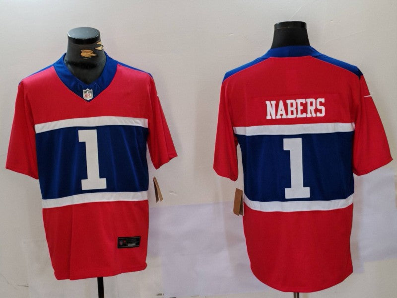 Men's New York Giants Malik Nabers #1 Century Red Alternate Game Jersey1 football jersey product view 1