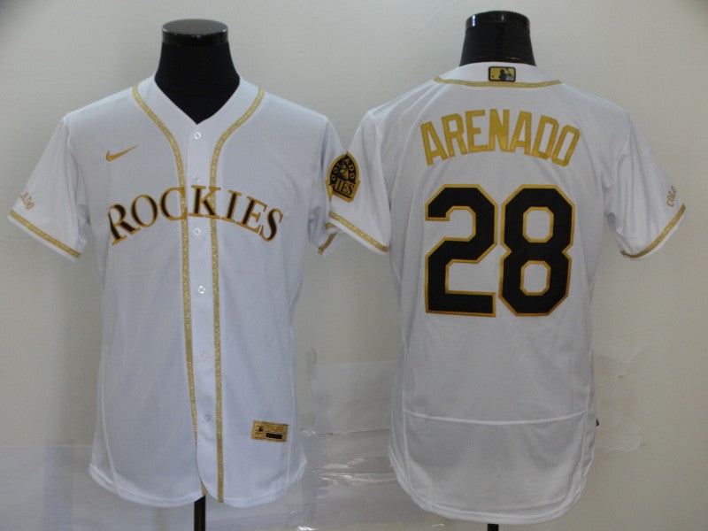 Men's Colorado Rockies Nolan Arenado #28 White Replica Team Jersey1 baseball jersey product view 1
