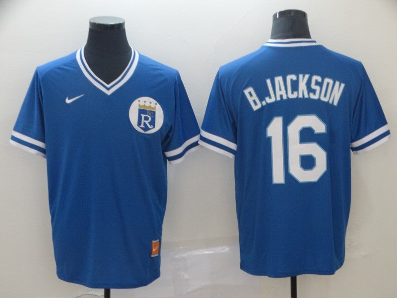 Men's Kansas City Royals Bo Jackson #16 Blue Player Jersey1 baseball jersey product view 1
