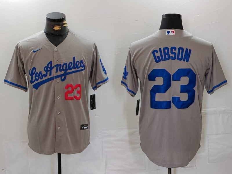 Men's Los Angeles Dodgers Kirk Gibson #23 Gray Player Jersey1 baseball jersey product view 1