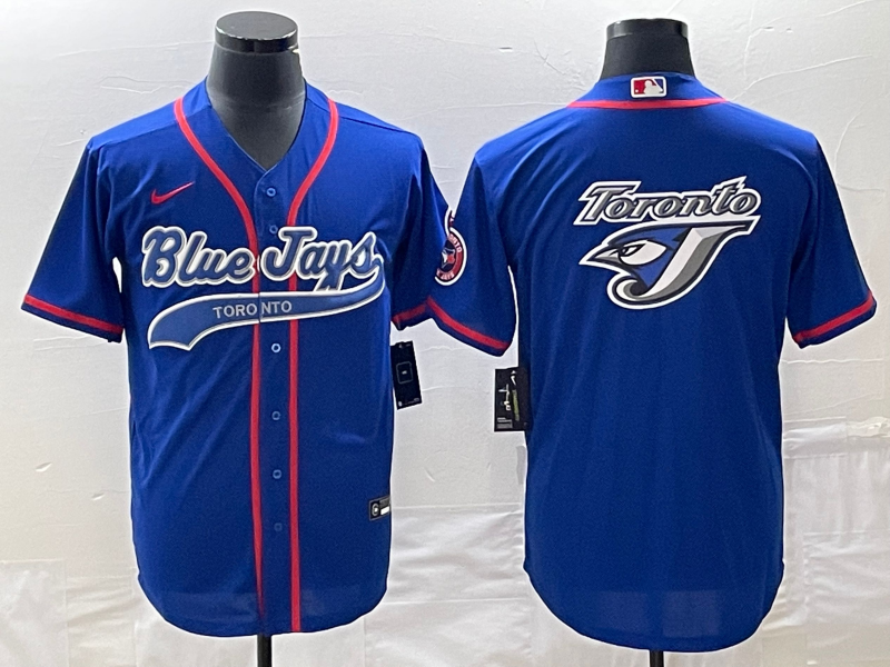Men's Toronto Blue Jays Blue Replica Team Logo Jersey1 baseball jersey product view 1