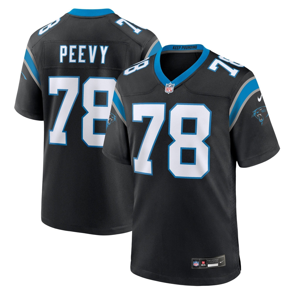 Jayden Peevy Carolina Panthers Nike Game Jersey - Black football jersey product view 1