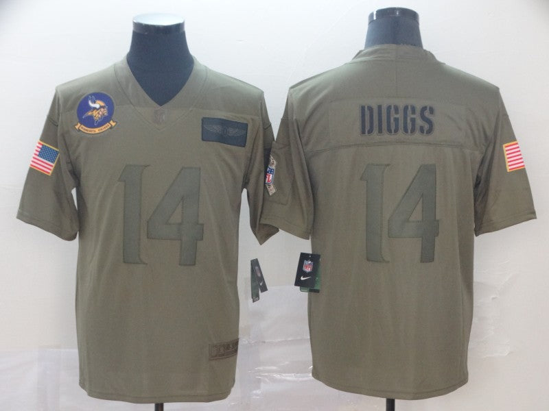 Men's Minnesota Vikings Stefon Diggs #14 Brown Game Jersey1 football jersey product view 1