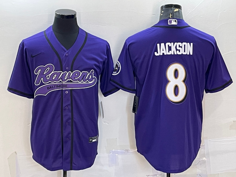 Men's Baltimore Ravens Lamar Jackson #8 Purple Game Jersey1 Joint Edition football jersey product view 1
