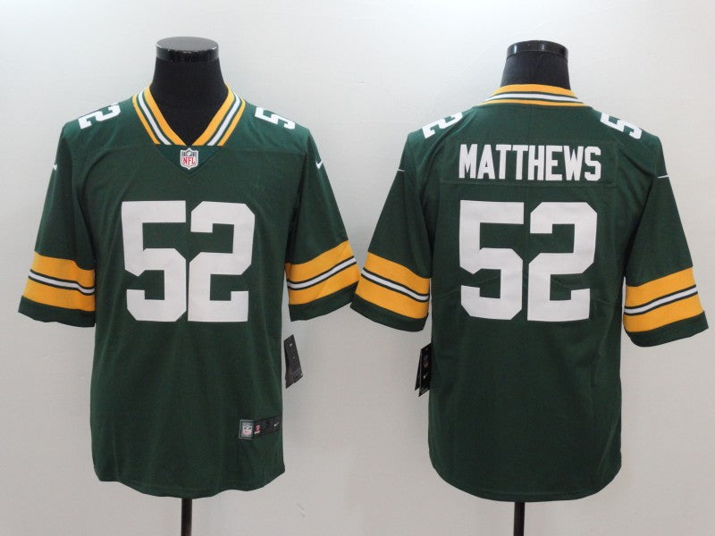Men's Green Bay Packers Clay Matthews #52 Green Game Player Jersey1 football jersey product view 1