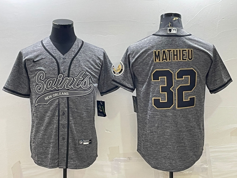 Men's New Orleans Saints Tyrann Mathieu #32 Gray Game Jersey1 Joint Edition football jersey product view 1