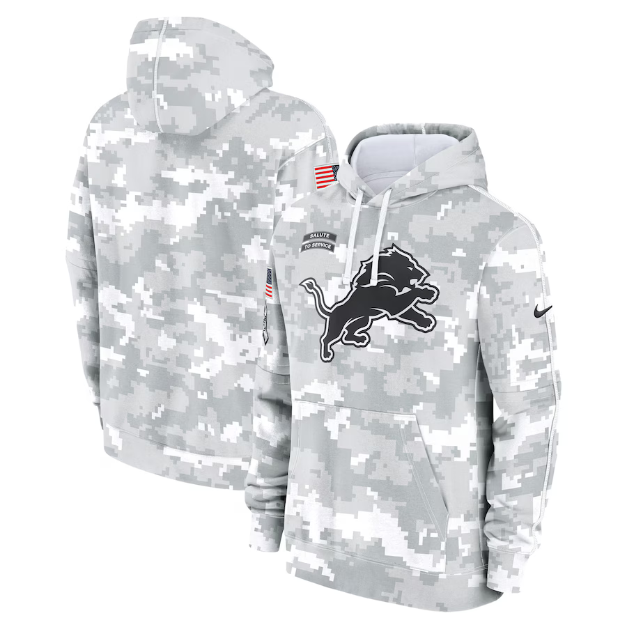 Men's Detroit Lions Arctic Camo 2024 Salute to Service Club Fleece Pullover Hoodie1 football jersey product view 1