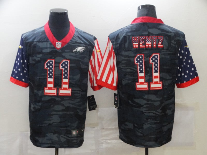 Men's Philadelphia Eagles Carson Wentz #11 Grey Camouflage Game Player Jersey1 football jersey product view 1
