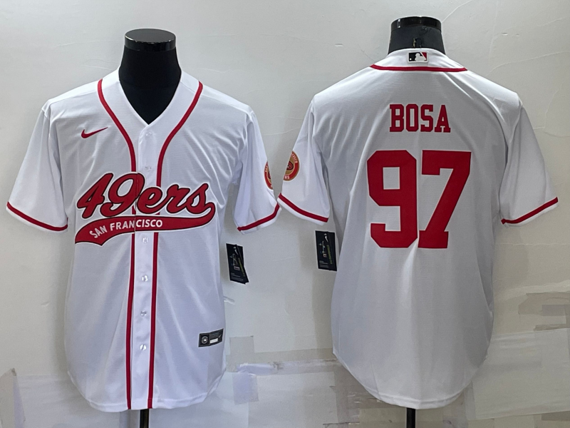 Men's San Francisco 49ers Nick Bosa #97 White Game Jersey1 Joint Edition football jersey product view 1