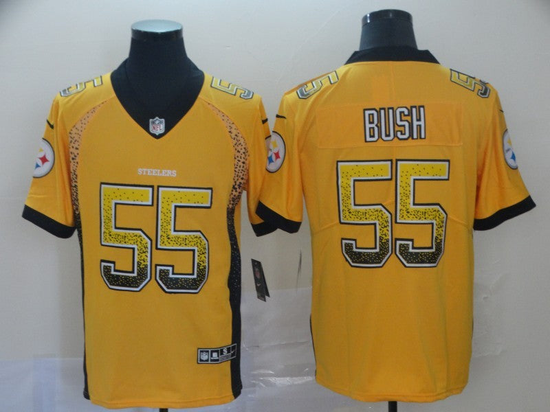 Men's Pittsburgh Steelers Devon Bush Jr. #55 Gold Game Jersey1 football jersey product view 1