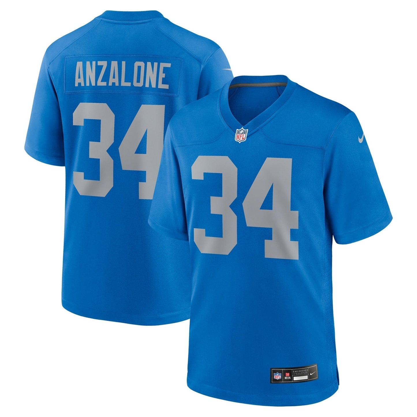 Alex Anzalone Detroit Lions Nike Alternate Game Jersey - Blue football jersey product view 1