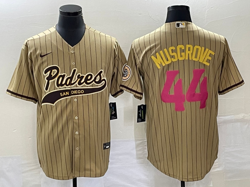 Men's San Diego Padres Joe Musgrove #44 Tan Replica Player Jersey Joint Edition baseball jersey product view 1